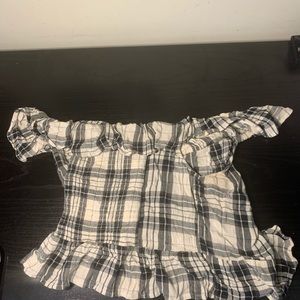 🔥Black & White Plaid Peplum Blouse🔥